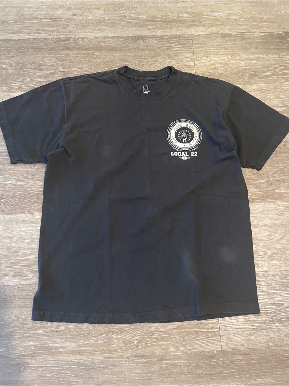 BORN X RAISED Black Short-Sleeve Crewneck Tee with Chest Emblem